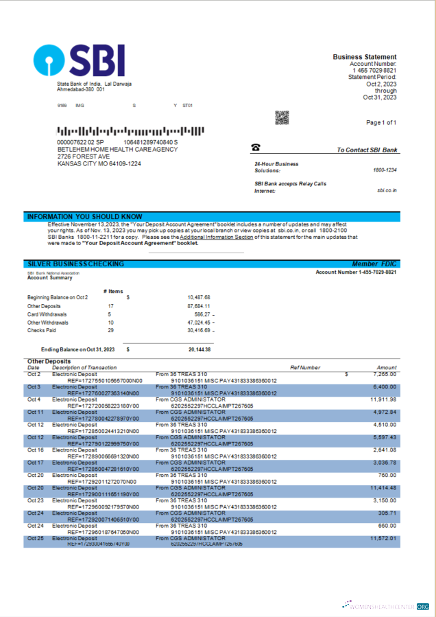 Download State Bank of India company account statement Word and PDF template Photoshop template